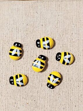 6 Pc Set Cute Large 1 Inch Bumble Bees Decorative Memo Bulletin Board Push Pins
